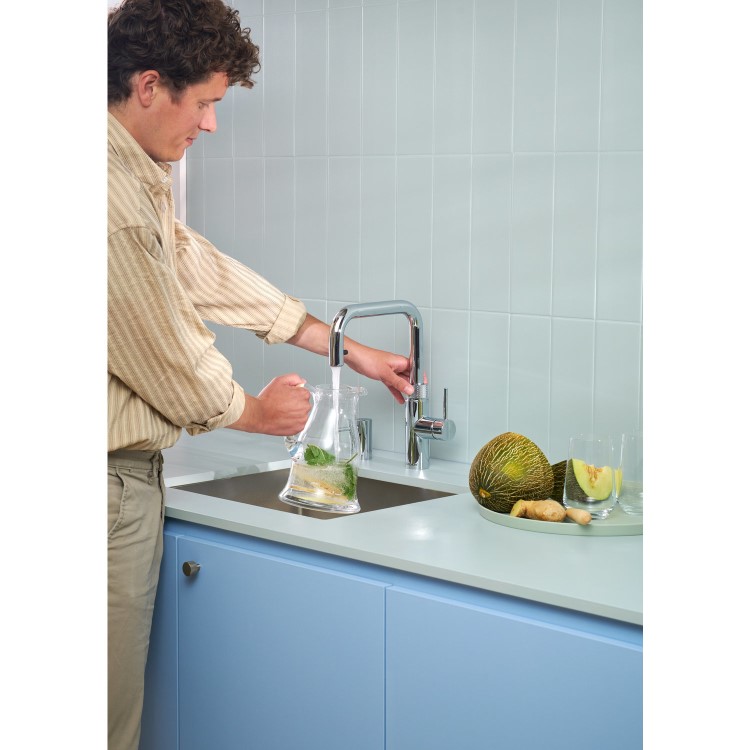 Quooker Flex Square Instant Boiling Water Tap Chrome + Pro3 3L Boiling Water Tank