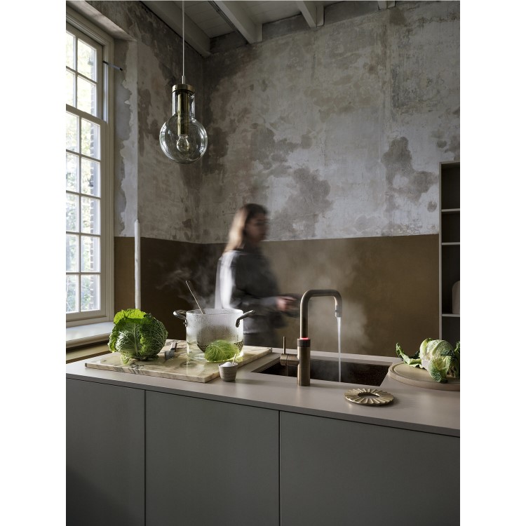 Quooker Flex Square Instant Boiling Water Tap Brass + Pro3 3L Boiling Water Tank