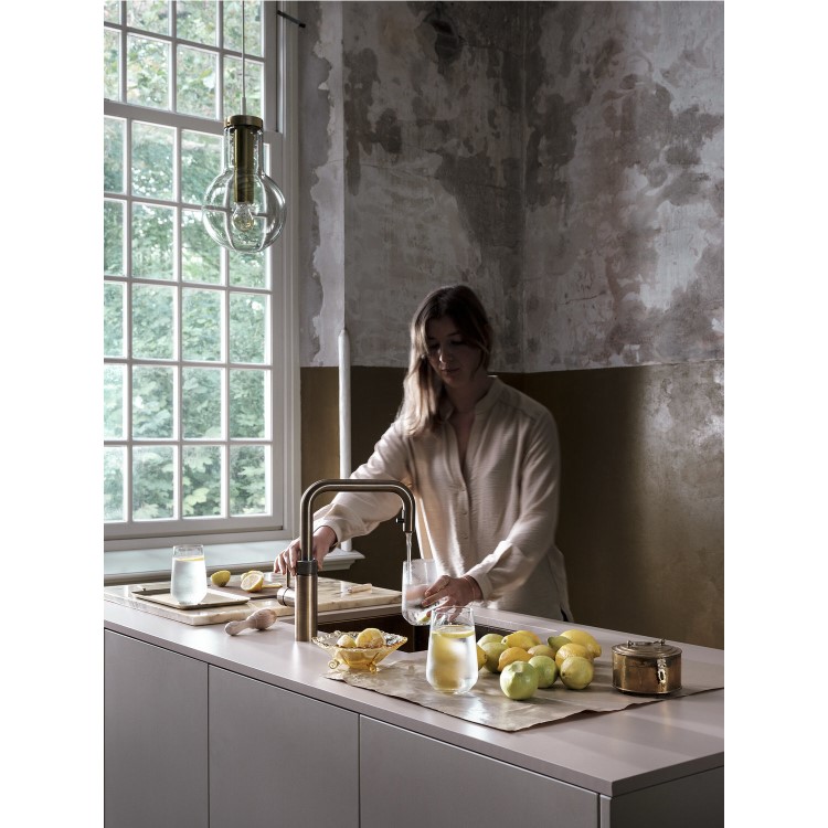 Quooker Flex Square Instant Boiling Water Tap Brass + Pro3 3L Boiling Water Tank