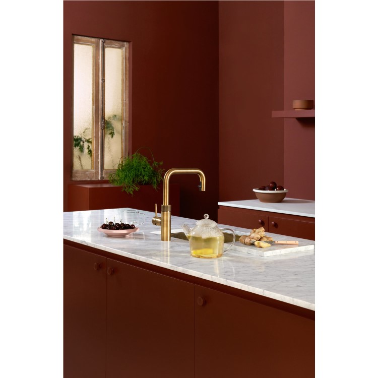 Quooker Flex Square Instant Boiling Water Tap Brass + Pro3 3L Boiling Water Tank