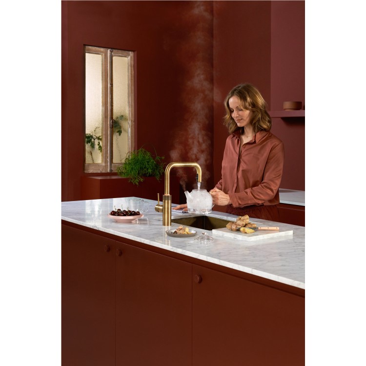 Quooker Flex Square Instant Boiling Water Tap Brass + Pro3 3L Boiling Water Tank