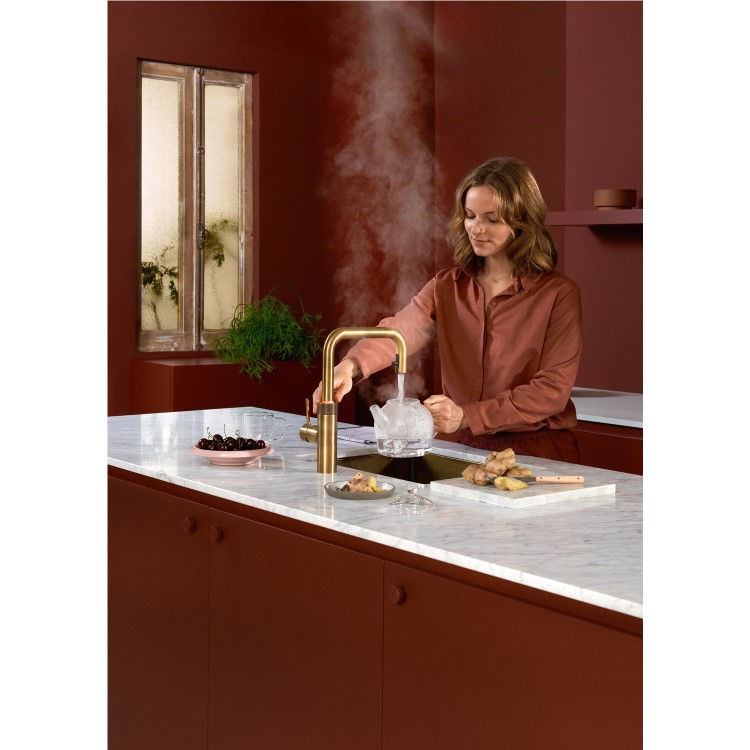 Quooker Flex Square Instant Boiling Water Tap Brass + Pro3 3L Boiling Water Tank