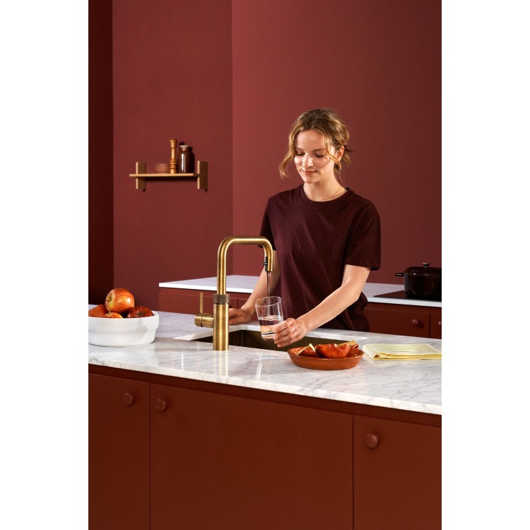 Quooker Flex Square Instant Boiling Water Tap Brass + Pro3 3L Boiling Water Tank