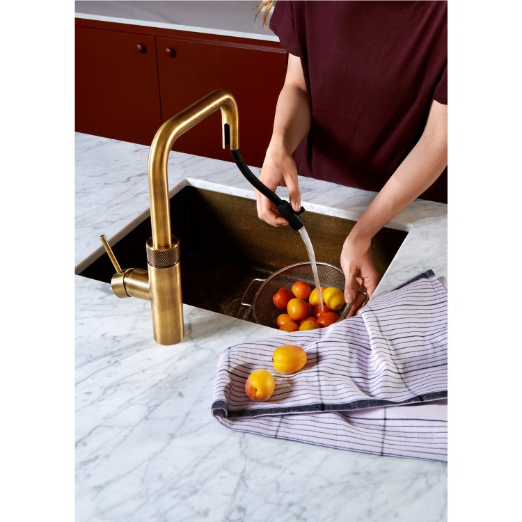 Quooker Flex Square Instant Boiling Water Tap Brass + Pro3 3L Boiling Water Tank