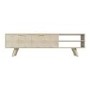 Freya Large Solid Wood TV Unit in Light Wash with Gold Detail