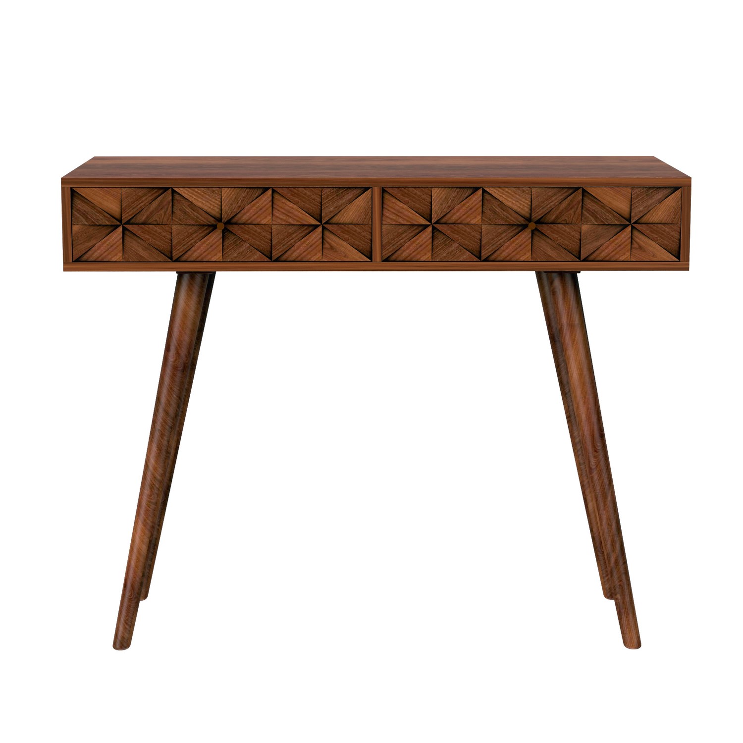 Narrow Console Table In Dark Wood With 2 Storage Drawers Freya Buyitdirectie