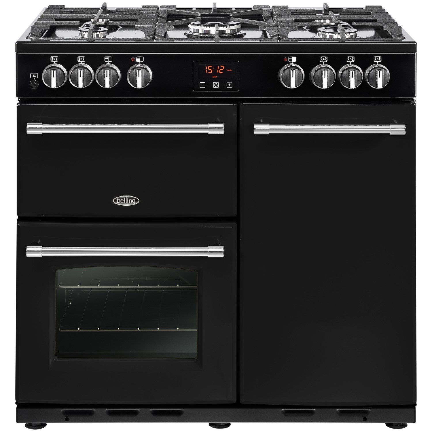 Belling Farmhouse 90DFT 90cm Dual Fuel Range Cooker Black
