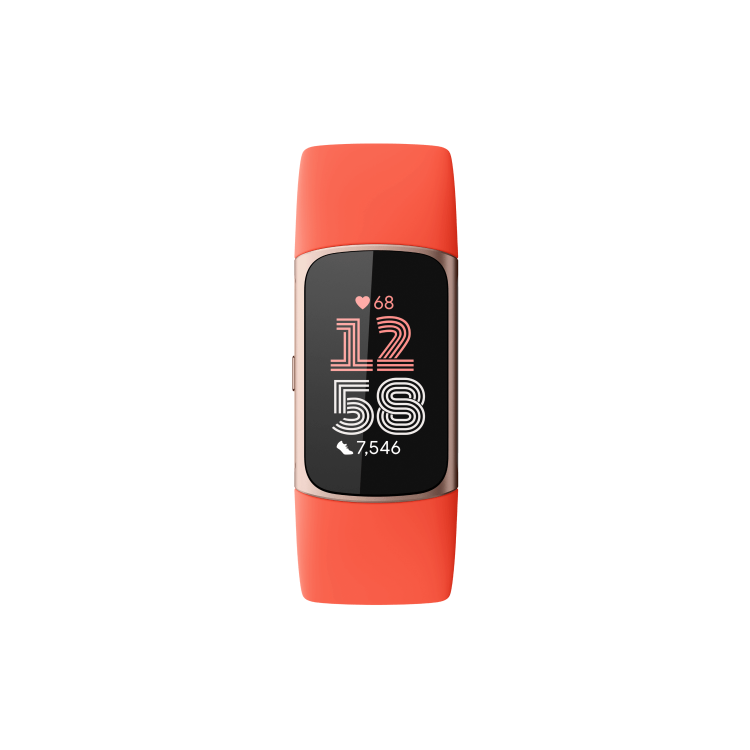 Fitbit Charge 6 Champagne Gold Aluminium with Coral Band Fitness Tracker