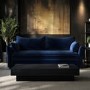 Navy Velvet Futon Sofa Bed with Storage - Seats 3 - Gaia