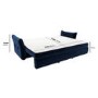 Navy Velvet Futon Sofa Bed with Storage - Seats 3 - Gaia