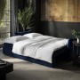 Navy Velvet Futon Sofa Bed with Storage - Seats 3 - Gaia