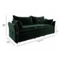 3 Seater Pull-Out Sofa Bed with Storage in Green Velvet - Gaia