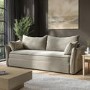 Beige Velvet Futon Sofa Bed with Storage - Seats 3 - Gaia