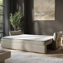 Beige Velvet Futon Sofa Bed with Storage - Seats 3 - Gaia
