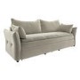 Beige Velvet Futon Sofa Bed with Storage - Seats 3 - Gaia