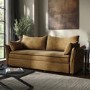 Caramel Brown Chenille Futon Sofa Bed with Storage - Seats 3 - Gaia