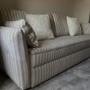 Beige Striped Chenille 3 Seater Futon Sofa Bed with Storage - Gaia