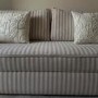 Beige Striped Chenille 3 Seater Futon Sofa Bed with Storage - Gaia