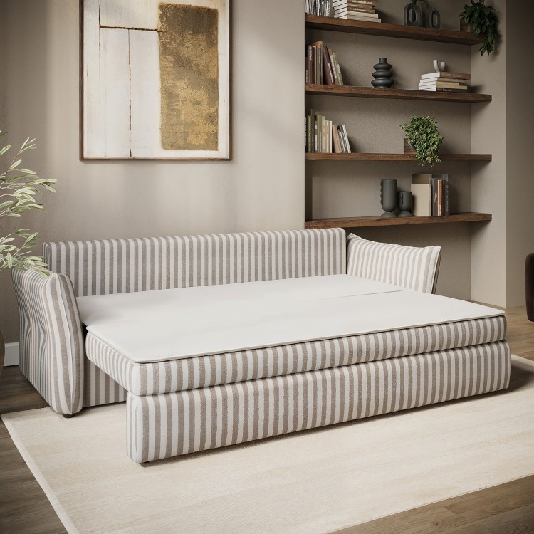 3 Seater Pull-Out Sofa Bed with Storage in Burgundy Velvet - Gaia