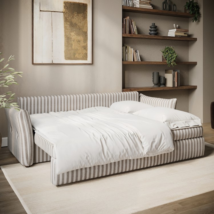 3 Seater Pull-Out Sofa Bed with Storage in Burgundy Velvet - Gaia