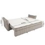 Beige Striped Chenille 3 Seater Futon Sofa Bed with Storage - Gaia