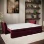 Burgundy Velvet 3 Seater Futon Sofa Bed with Storage - Gaia