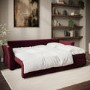 3 Seater Pull-Out Sofa Bed with Storage in Beige Striped Velvet - Gaia
