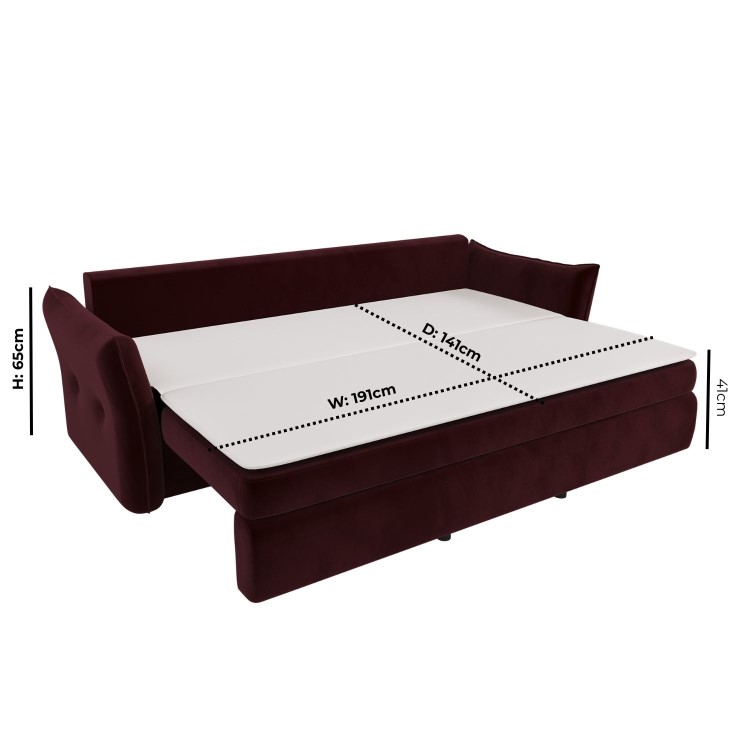 3 Seater Pull-Out Sofa Bed with Storage in Beige Striped Velvet - Gaia