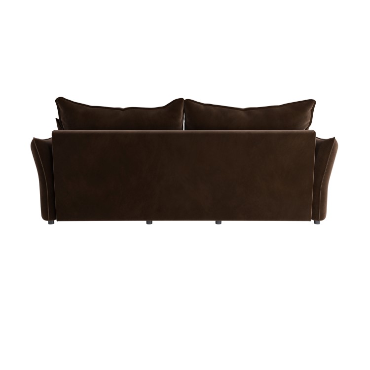 3 Seater Pull-Out Sofa Bed with Storage in Chocolate Brown Velvet - Gaia