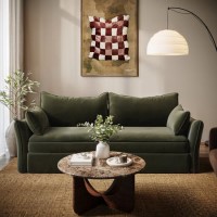 3 Seater Pull-Out Sofa Bed with Storage in Khaki Green Velvet - Gaia