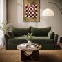 3 Seater Pull-Out Sofa Bed with Storage in Khaki Green Velvet - Gaia