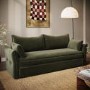 3 Seater Pull-Out Sofa Bed with Storage in Khaki Green Velvet - Gaia