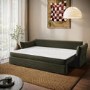 3 Seater Pull-Out Sofa Bed with Storage in Khaki Green Velvet - Gaia