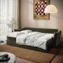 3 Seater Pull-Out Sofa Bed with Storage in Khaki Green Velvet - Gaia