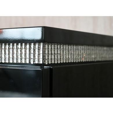 Gabriella Black High Gloss Diamante 2 Drawer Bedside Table 