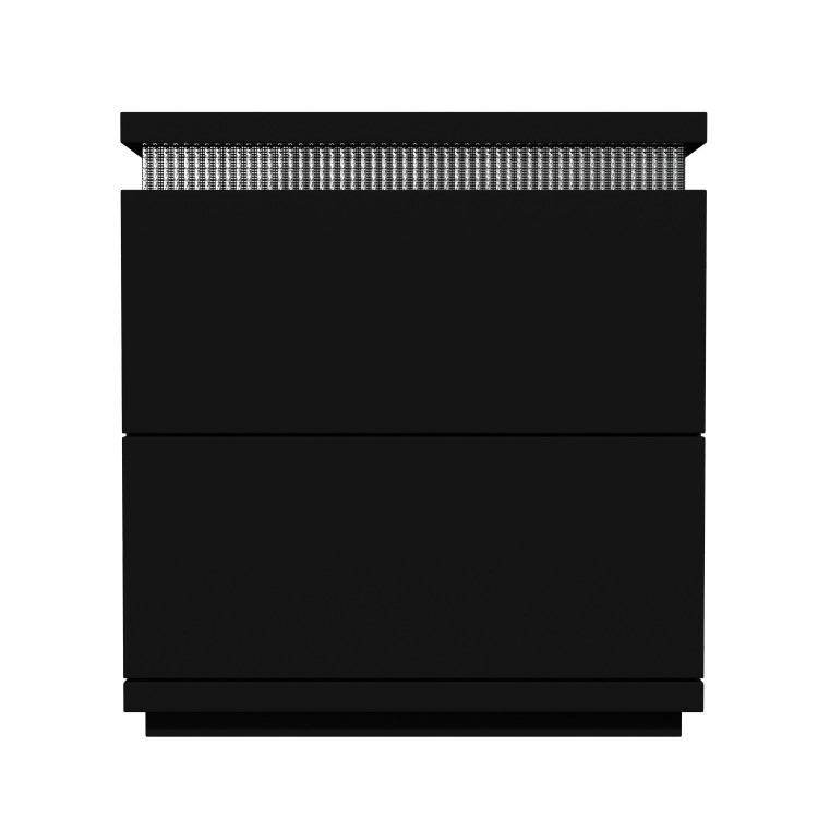 Gabriella Black High Gloss Diamante 2 Drawer Bedside Table 