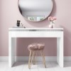 White High Gloss Dressing Table with Drawer and Diamante Trim - Gabriella