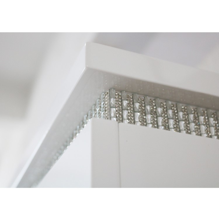 Gabriella White High Gloss Double Wardrobe with Diamante Trim