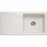 Single Bowl Inset White Ceramic Kitchen Sink with Reversible Drainer - Franke Galassia