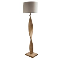 Floor Lamp with Oak Spiralling Base & Linen Shade - Argenta