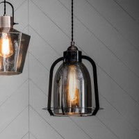 Copper Pendant Light in Glass & Steel - Aykley