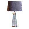 GRADE A1 - Table Lamp with Grey Velvet Shade &amp; Hammered Glass Base - Caesaro