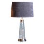 GRADE A1 - Table Lamp with Grey Velvet Shade & Hammered Glass Base - Caesaro