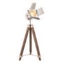 Tripod Floor Lamp with Chrome Spotlight & Wood Legs - Dalton