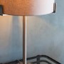 GRADE A1 - Table Lamp with Satin Nickel Base & Grey Light Shade - Evelyn