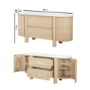 Large Curved Oak Sideboard with Marble Top - Gianna