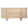 Large Curved Oak Sideboard with Marble Top - Gianna