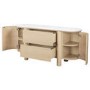 Large Curved Oak Sideboard with Marble Top - Gianna