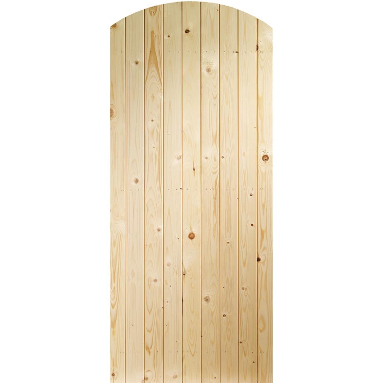 Wooden Pine Ledged &amp; Braced Arched Top Garden Gate - Unfinished 1981 x 762 x 44 mm - XL Joinery