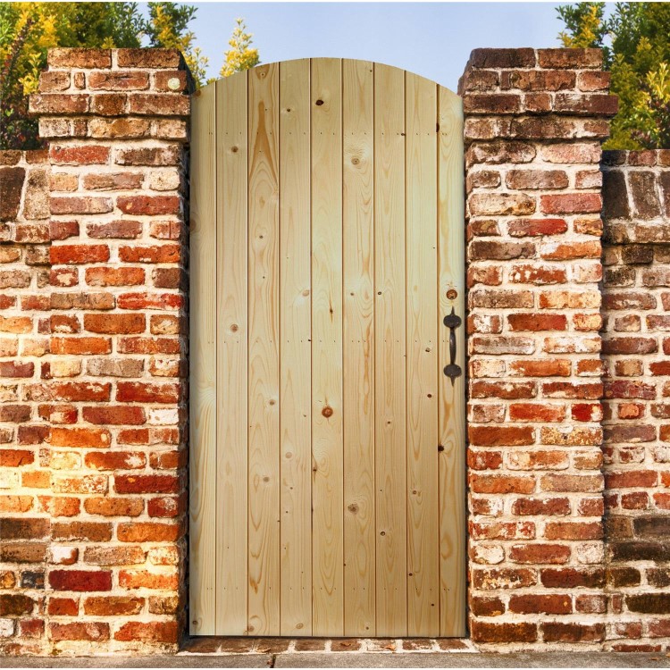 External Pine Ledged &amp; Braced Arched Top Gate - Unfinished, 1981 x 762 x 44 mm